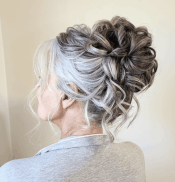 Romantic, Textured High Updo on Mother of the Groom