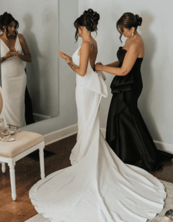 Photo credit: sarahhigginsphotography.mypixieset.com
Makeup: instagram.com/michelyn711 bride with classic high updo and mom with clean modern low bun