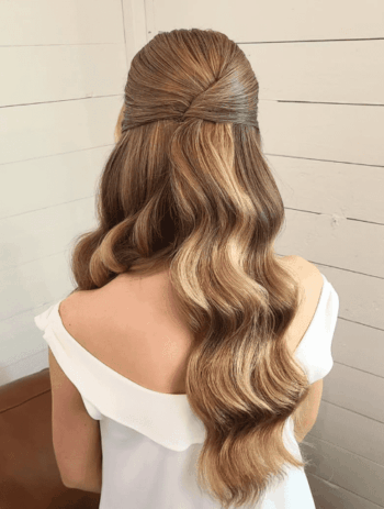 clean polished waves half up elegant bridal hair