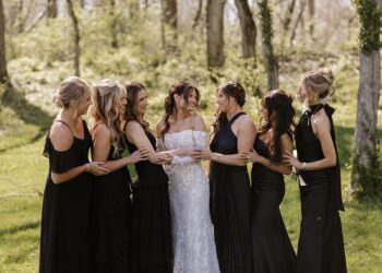 spring wedding conservatory at evergreen bridal party hair